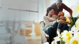 Happy Family in Living Room 