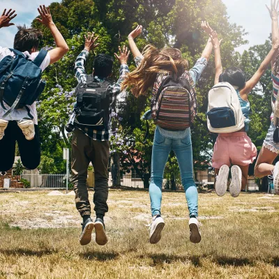 Children Wearing Backpacks