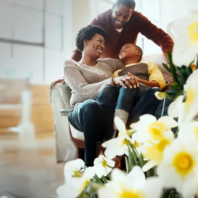 Happy Family in Living Room 