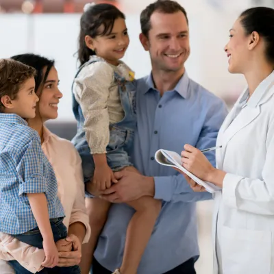 PCP talking with a family