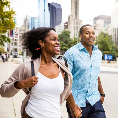 Couple Walking Outdoors in Chicago City
