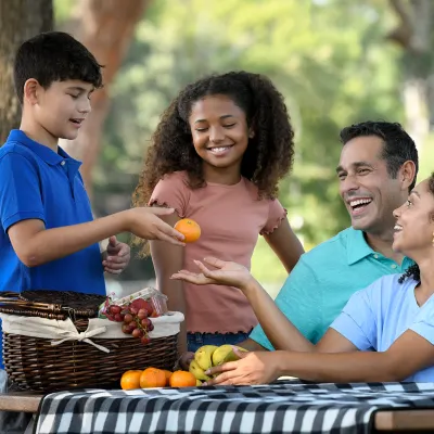 Family at Park Sitting at Picnic Table