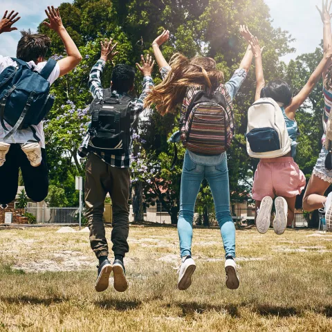 Children Wearing Backpacks