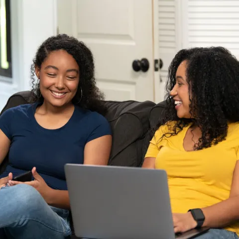 Daughter and Mom on Computer