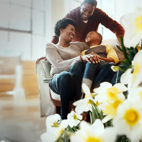 Happy Family in Living Room 