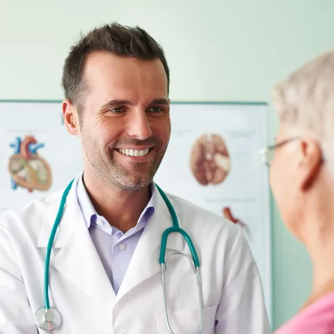 Patient and doctor in office
