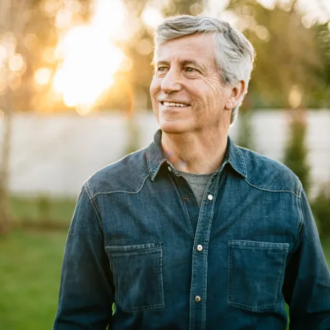 Senior Man Smiling Outdoors