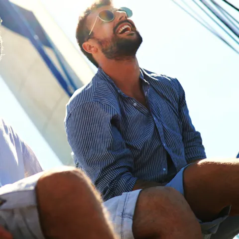 Two men on a boat