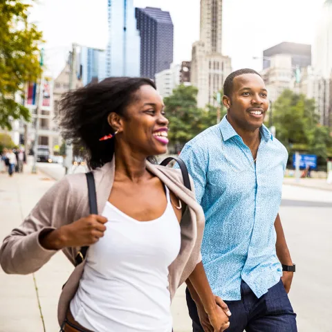 Couple Walking Outdoors in Chicago City