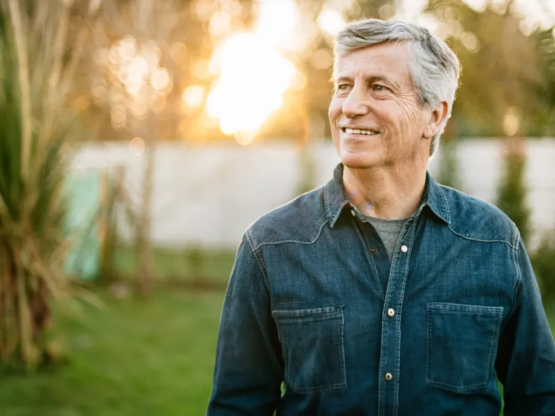 Senior Man Smiling Outdoors