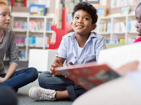 Hero Child at School During Storytime