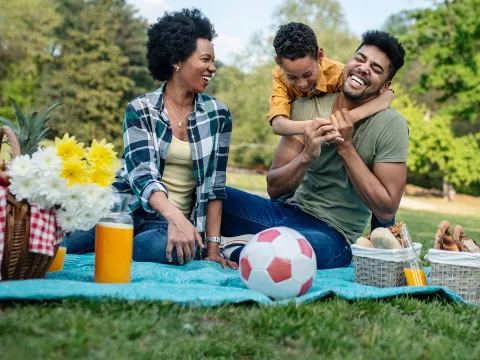A family enjoying a picnic.