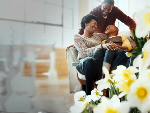 Happy Family in Living Room 