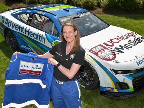 Nascar Driver Holding UChicago Medicine AdventHealth Jacket