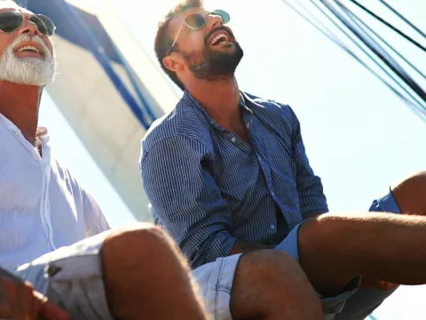 Two men on a boat