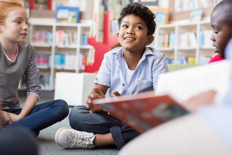 Hero Child at School During Storytime