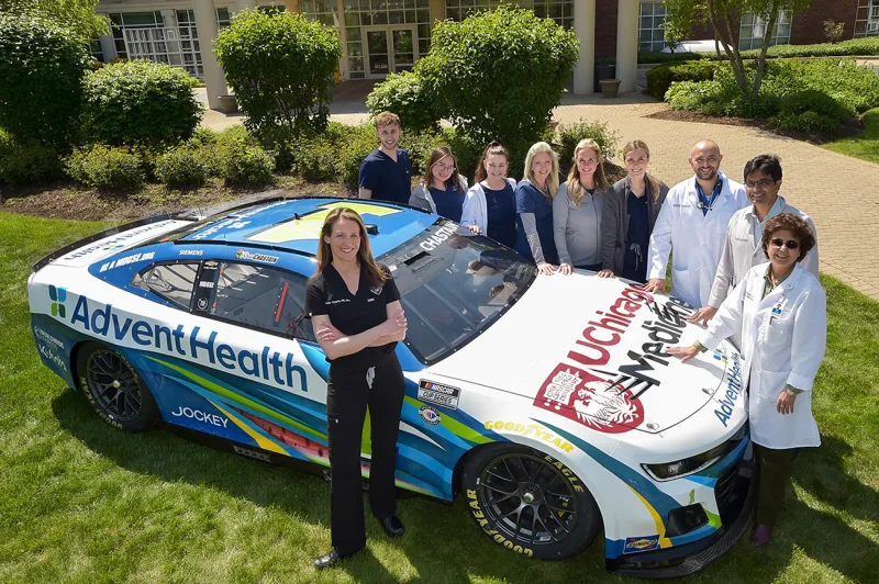 UChicago Medicine AdventHealth Car with Driver, Nurses, and Doctors